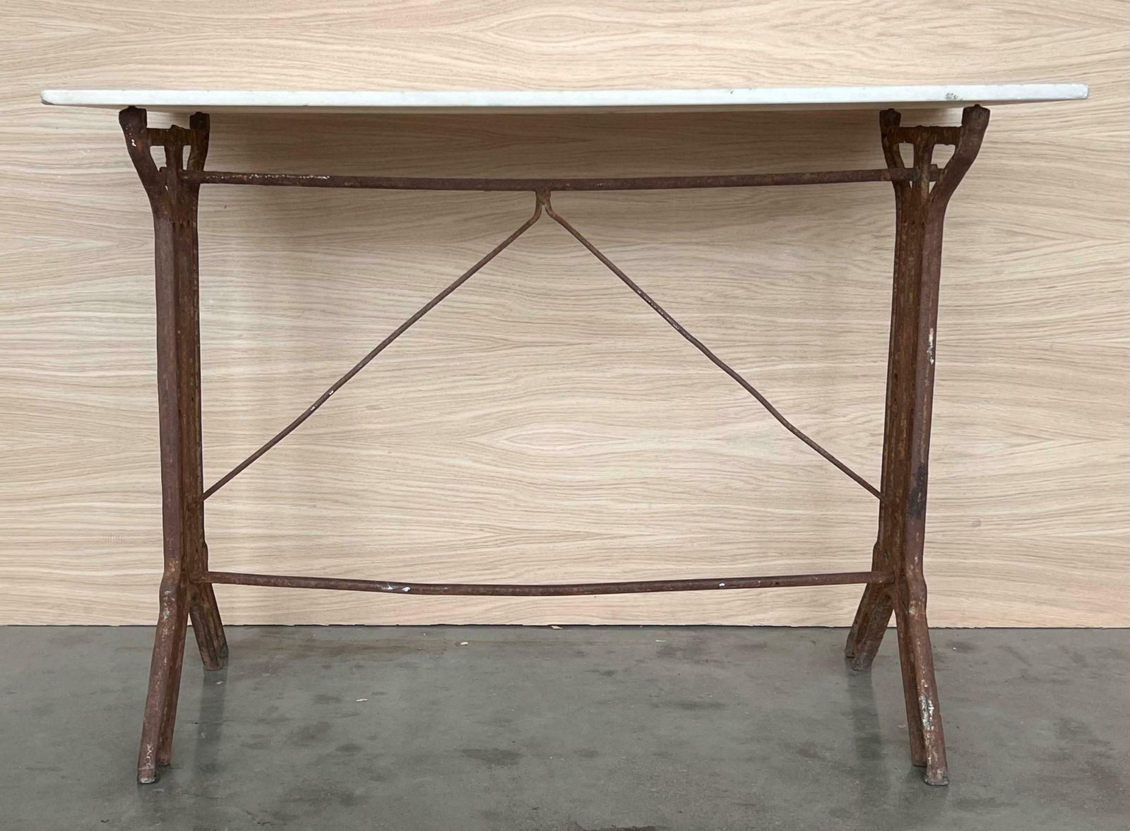 French Solid Cast Iron French Scrolling Bistro Table With Marble Top photo furniture