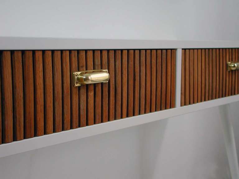 Midcentury Italian Oak And White Lacquered Chest Of Drawers, 1950s photo for sale