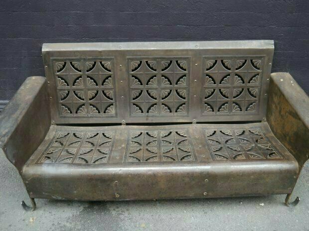 1930's Metal Bench, 1930s, Vintage photo vinterior