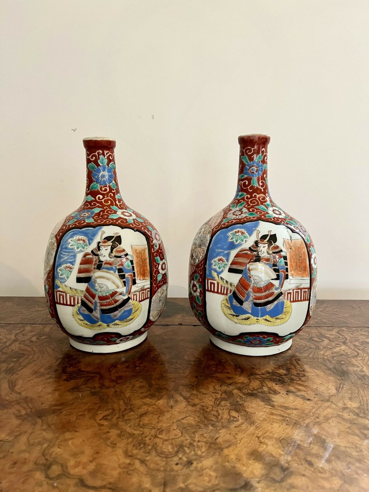 Quality Pair Of Antique Japanese Imari Shaped Vases photo for sale