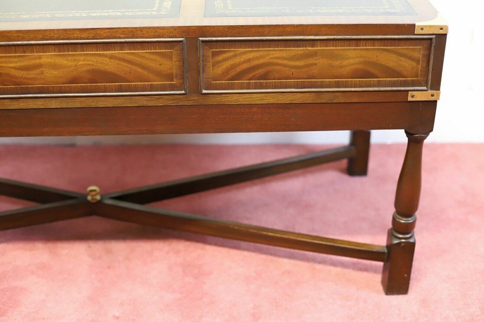 photo buy Stunning Vintage Mahogany And Brass Military Campaign Coffee Table