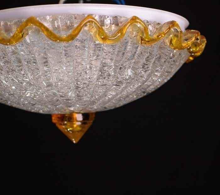 photo furniture Charming Italian Orange Murano Glass Ceiling Fixture, Murano, 1960