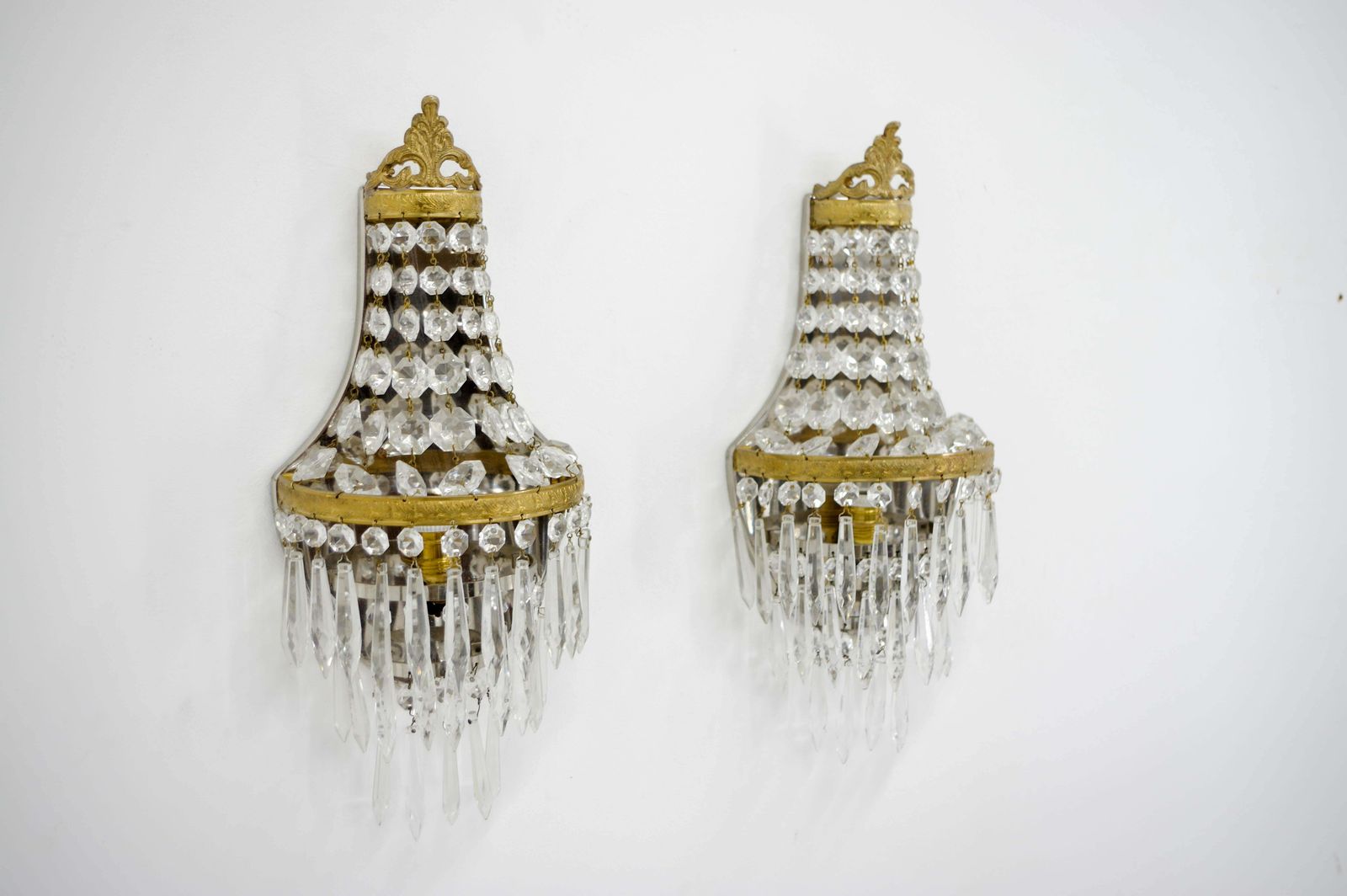 Set Of Two Art Nouveau Wall Lamps, 1920, Restored photo for sale