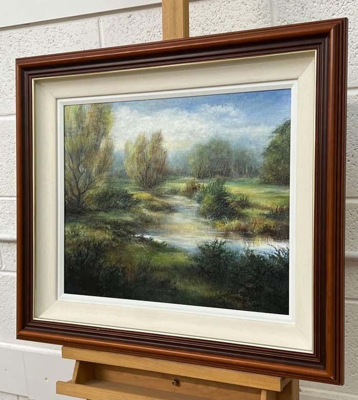 Doris Houston River Landscape Painting Of A Summer Evening In Ireland By 20th Century Artist 1998 photo Art
