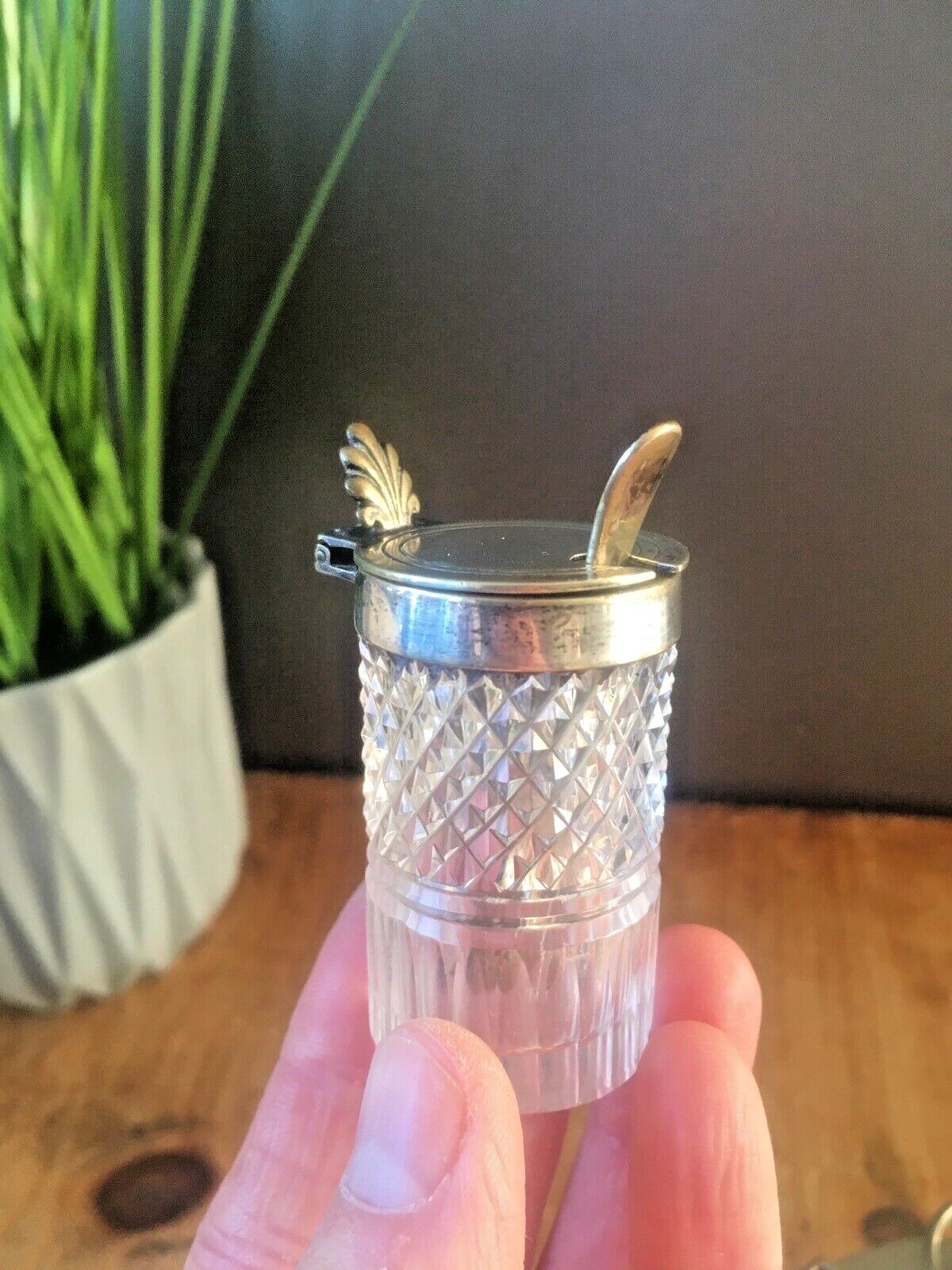 photo for sale Antique Art Nouveau John Grinsell & Sons Cruet Set Silver Plate Glass Heart Tray