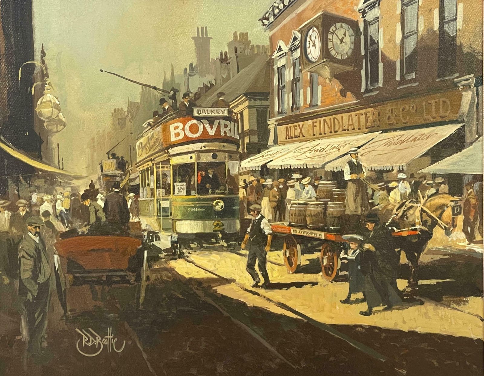 Robert D Beattie Oil Painting Of Kingstown Dublin In 1910 By Modern Impressionist Irish Artist  1950 Circa