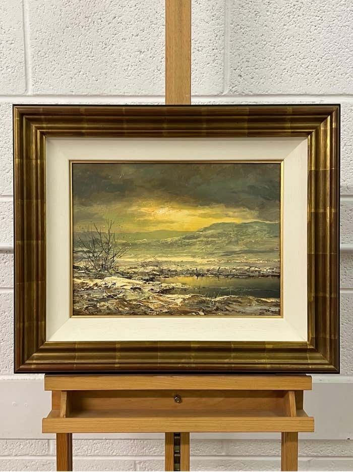 Joop Smits Painting Of The Winter Sunshine With Mountain Lake By 20th Century Dutch Artist 1995 Circa photo for sale