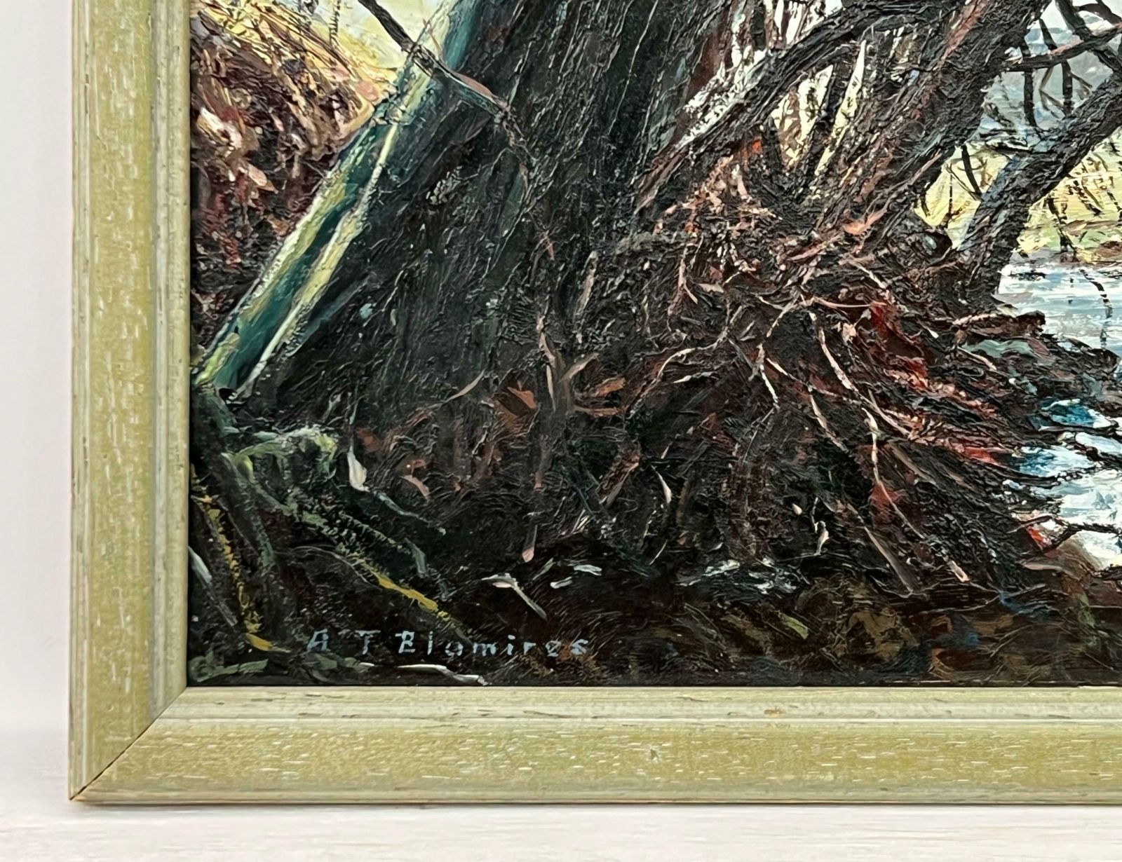 Arthur Terry Blamires Oil Painting Of Tree Over A River In Yorkshire Dales By British Landscape Artist  1989 Circa photo furniture