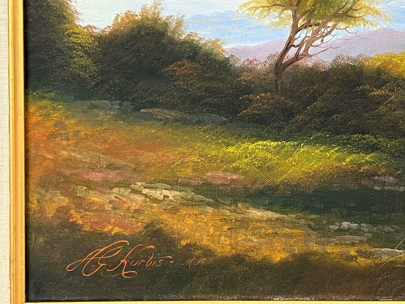 Art Andrew Grant Kurtis Mountain Lake In Spring Oil Painting Of The Scottish Highlands By British Artist 1980 Circa photo