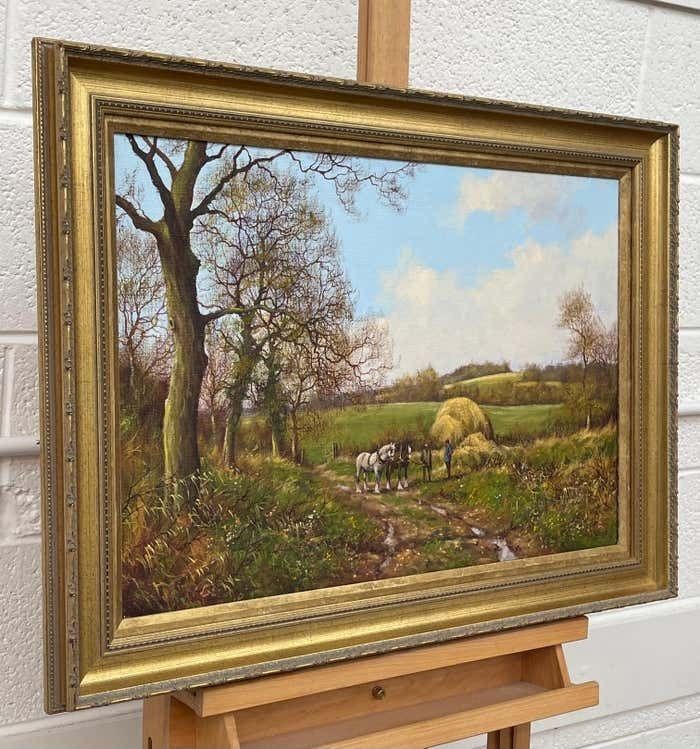 James Wright Horses With Ploughmen In The English Countryside By Realist Landscape Artist 1990 Circa photo furniture