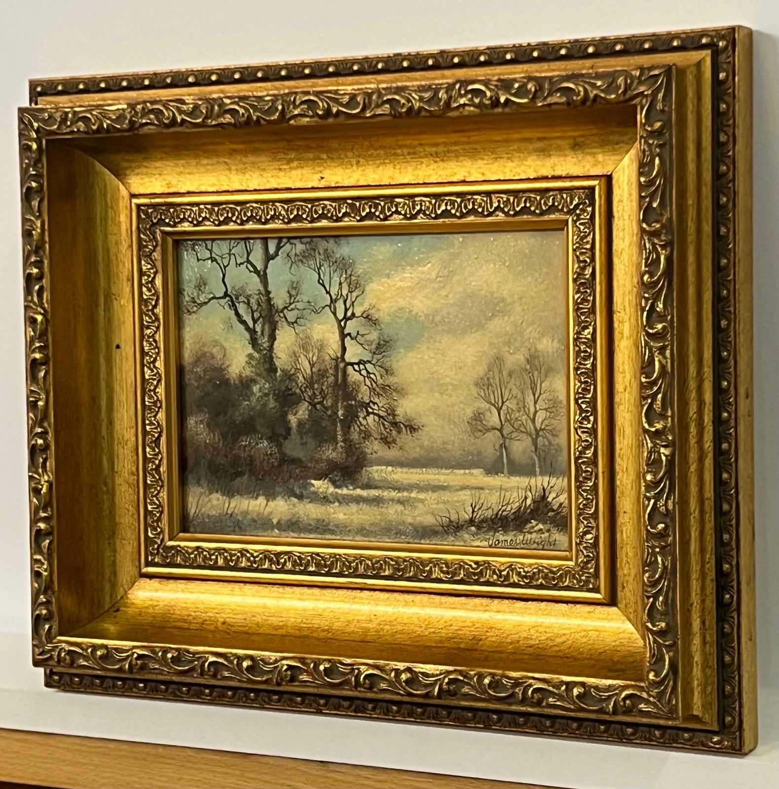 James Wright Winter Landscape Snow Scene In The English Countryside By 20th Century Artist  1980 Circa photo Art