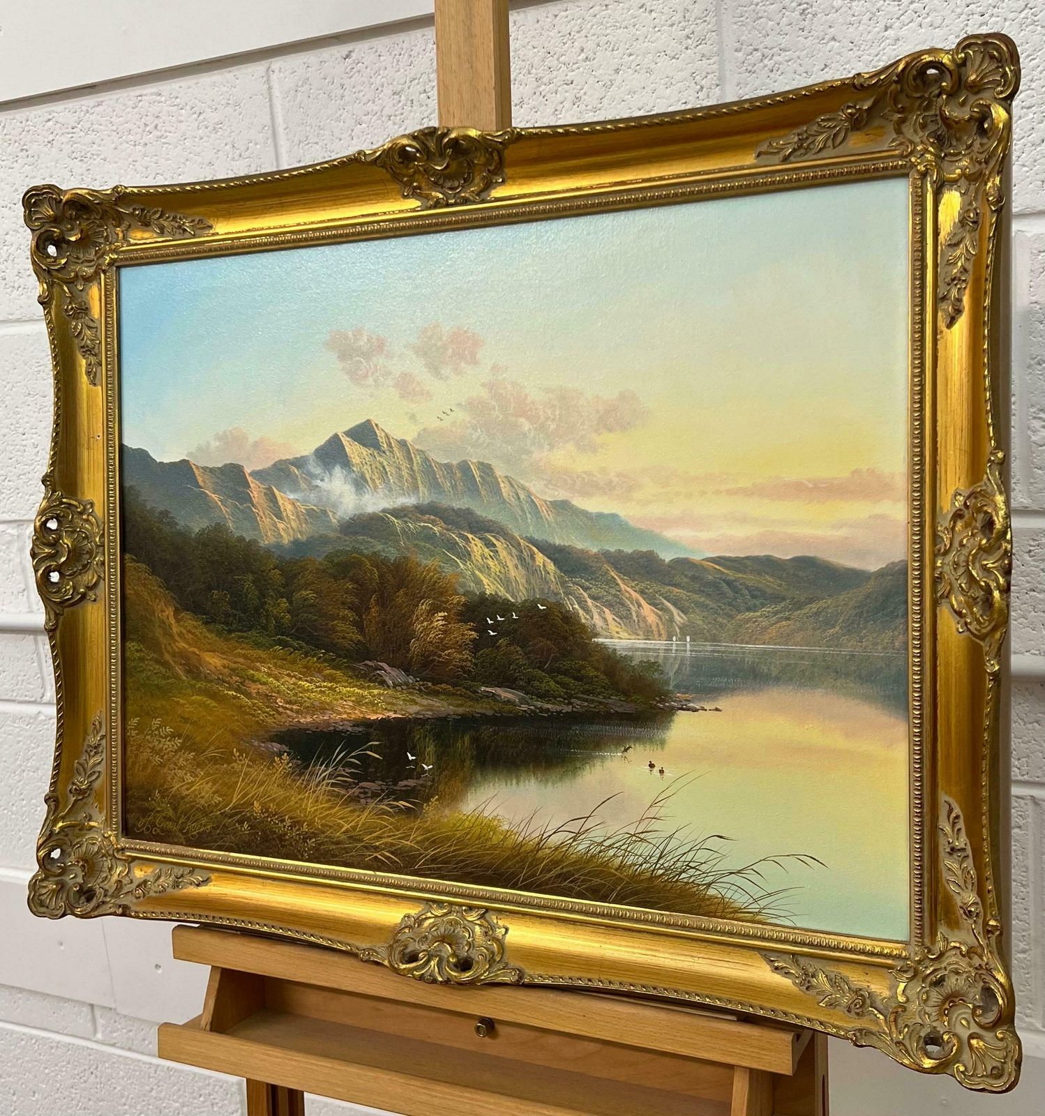 Andrew Grant Kurtis Mountain Lake Oil Painting Of A Loch In The Scottish Highlands By British Artist  1980 Circa photo 1950.0