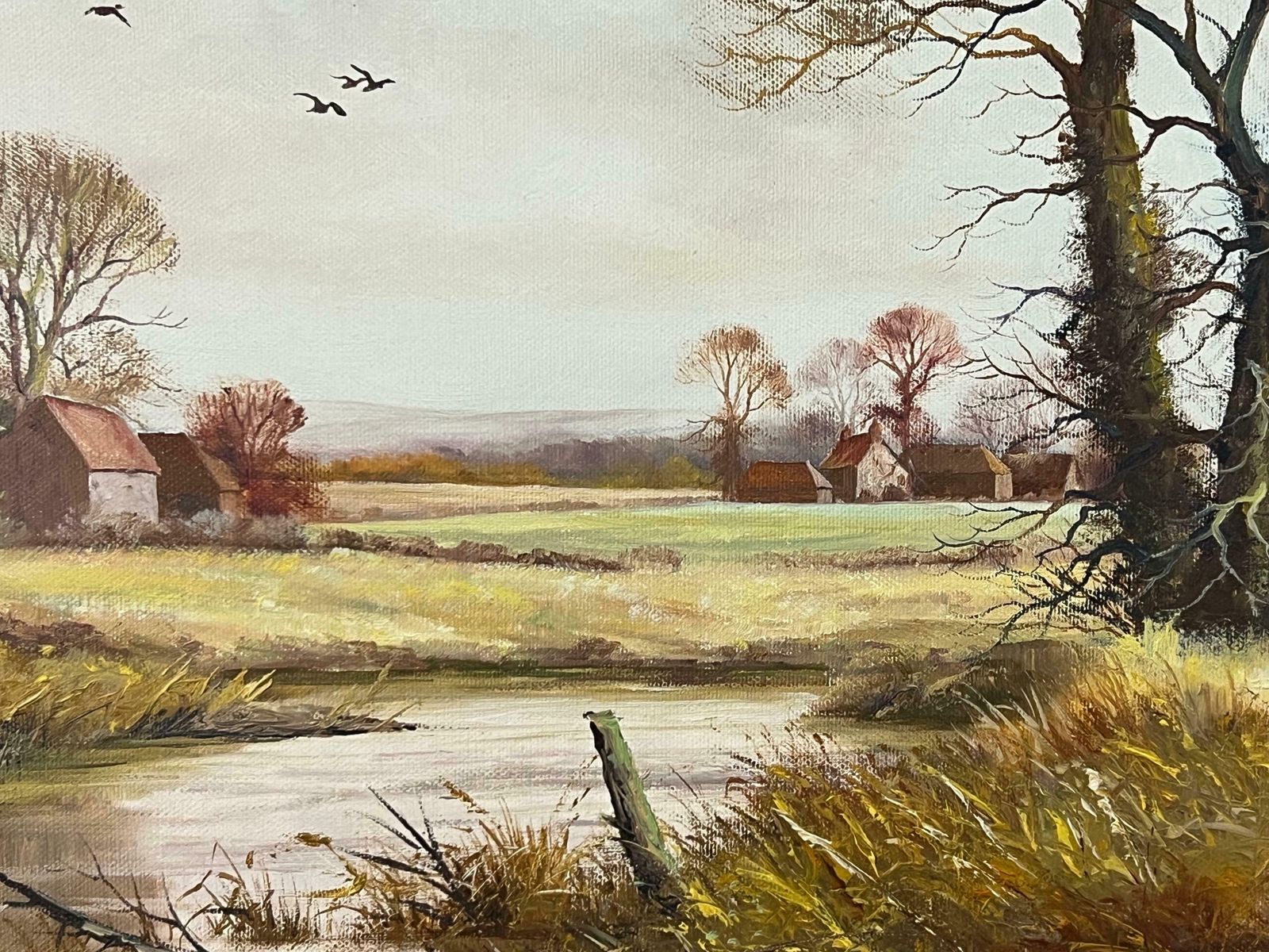 Art Peter J Greenhill Oil Painting Of An English Country Landscape By 20th Century British Artist 1980 Circa photo