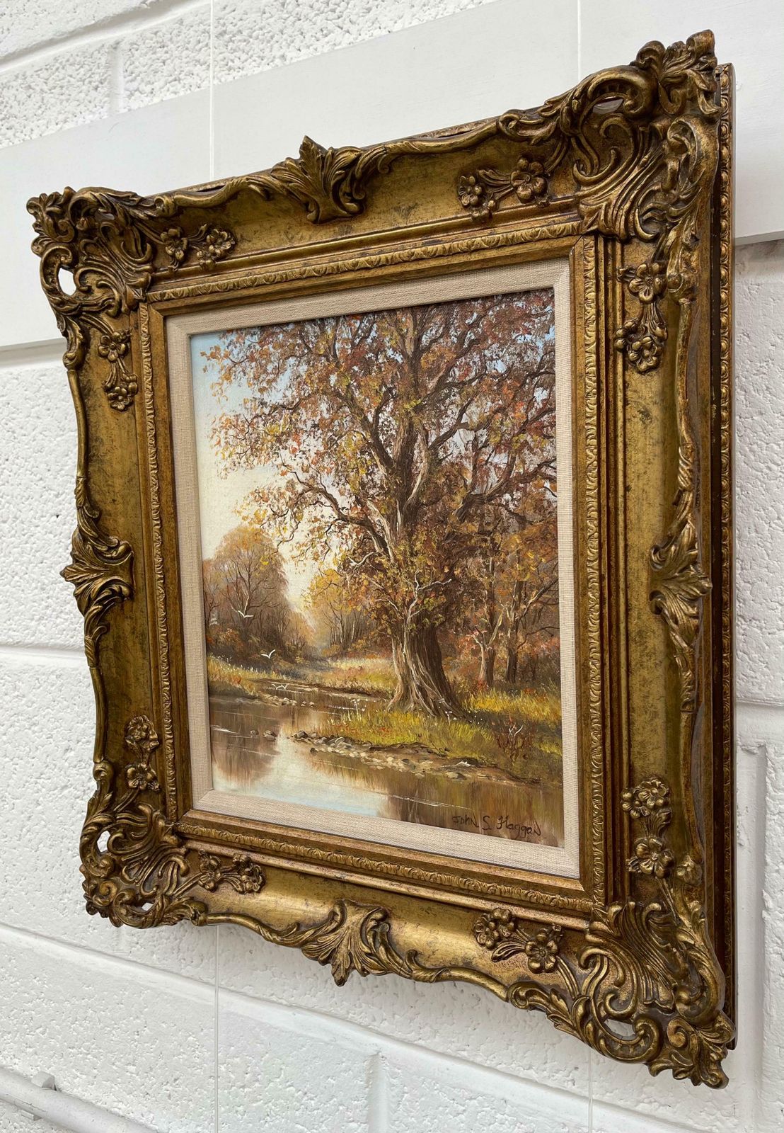 John S Haggan Autumn Trees By River In County Tyrone By 20th Century Modern Irish Artist  1985 Circa photo Art