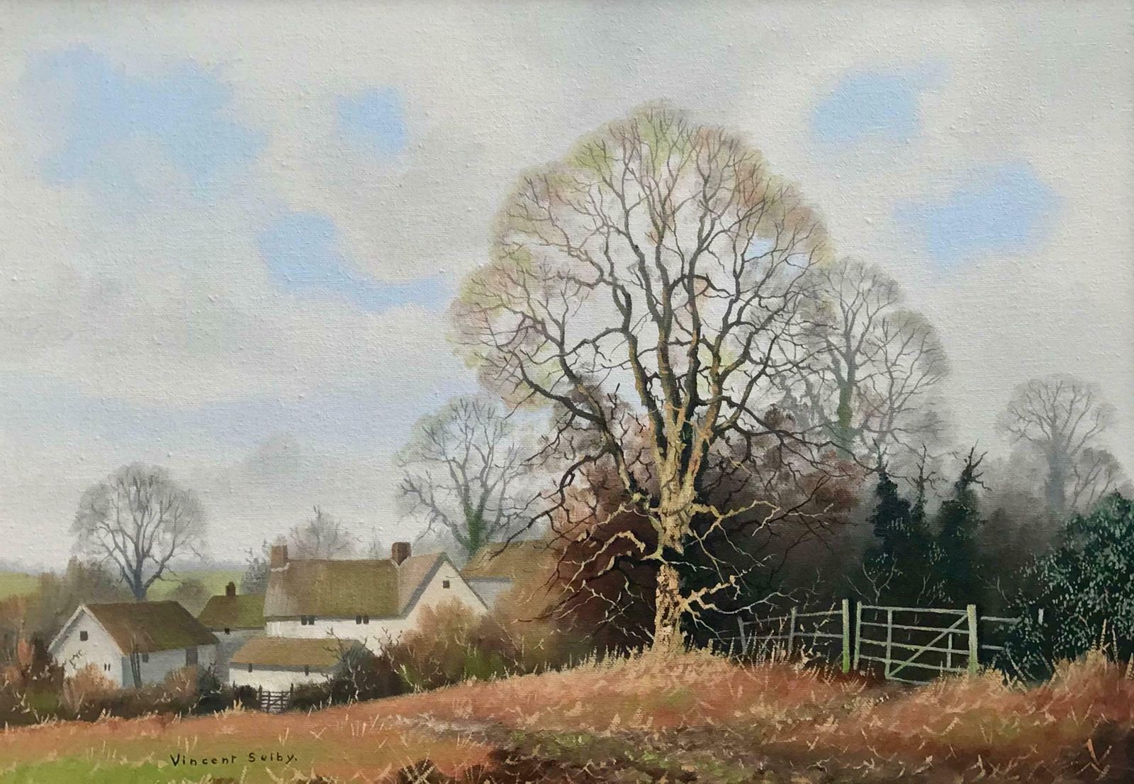 Vincent Selby Traditional English Countryside Original Oil Painting British Landscape Artist  Circa 1980