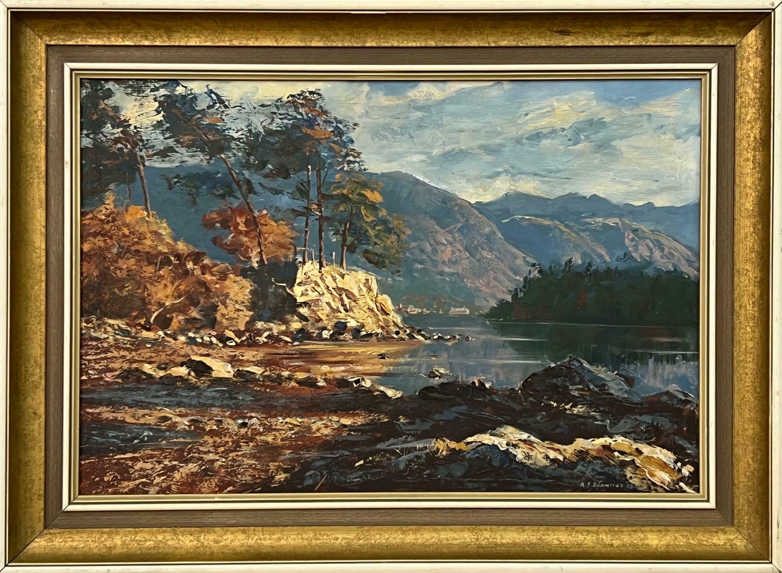 Arthur Terry Blamires Oil Painting Of Derwent Water English Lake District By British Landscape Artist 1989
