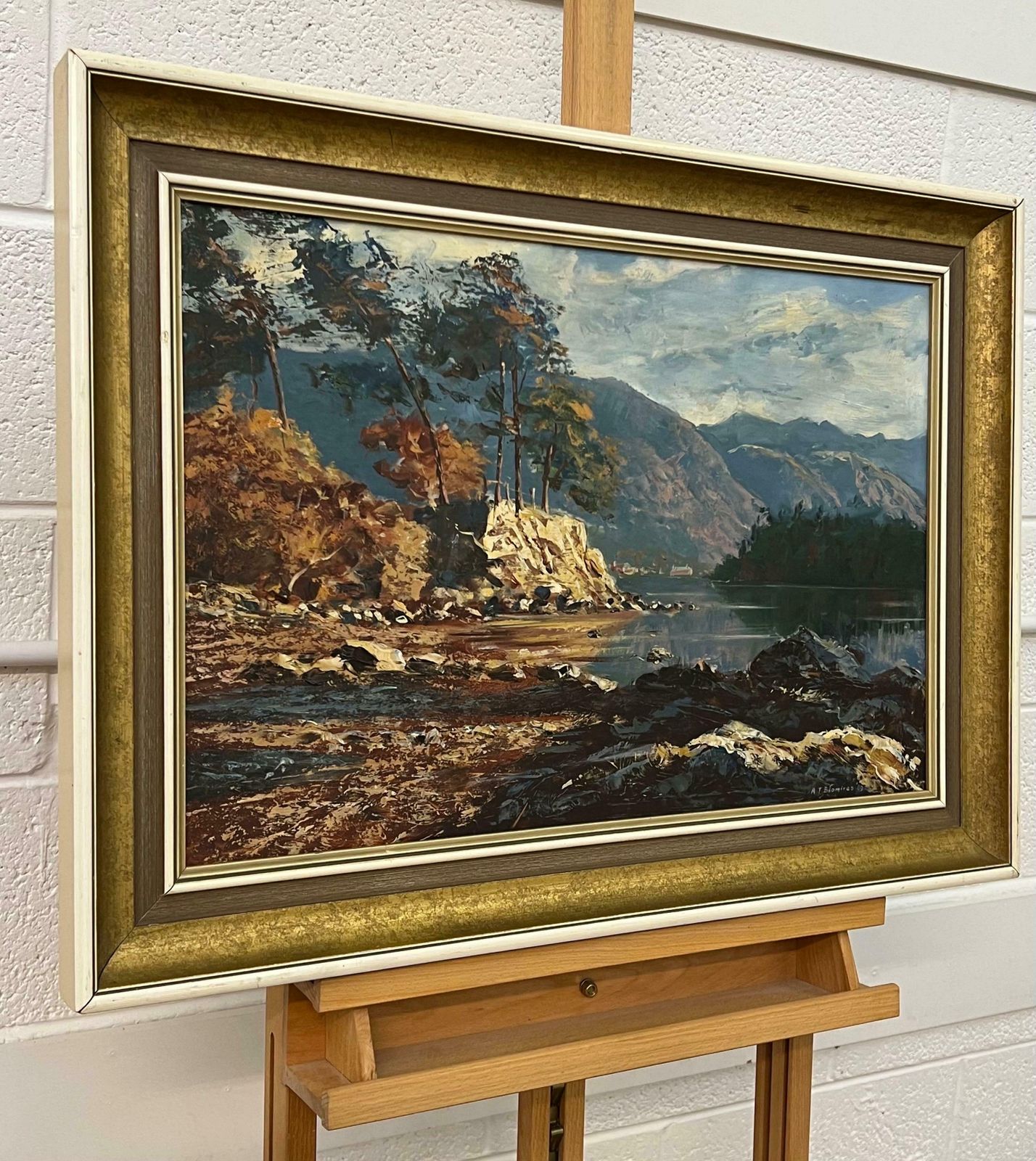 Arthur Terry Blamires Oil Painting Of Derwent Water English Lake District By British Landscape Artist 1989 photo vinterior
