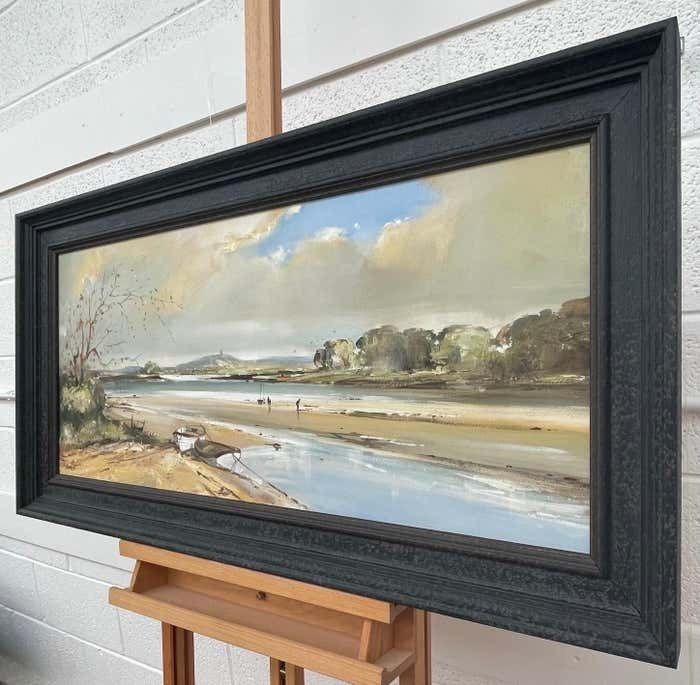 Frank Fitzsimons Ireland Seascape Landscape With Boats & Figures By Contemporary Irish Artist 1985 Circa photo Art