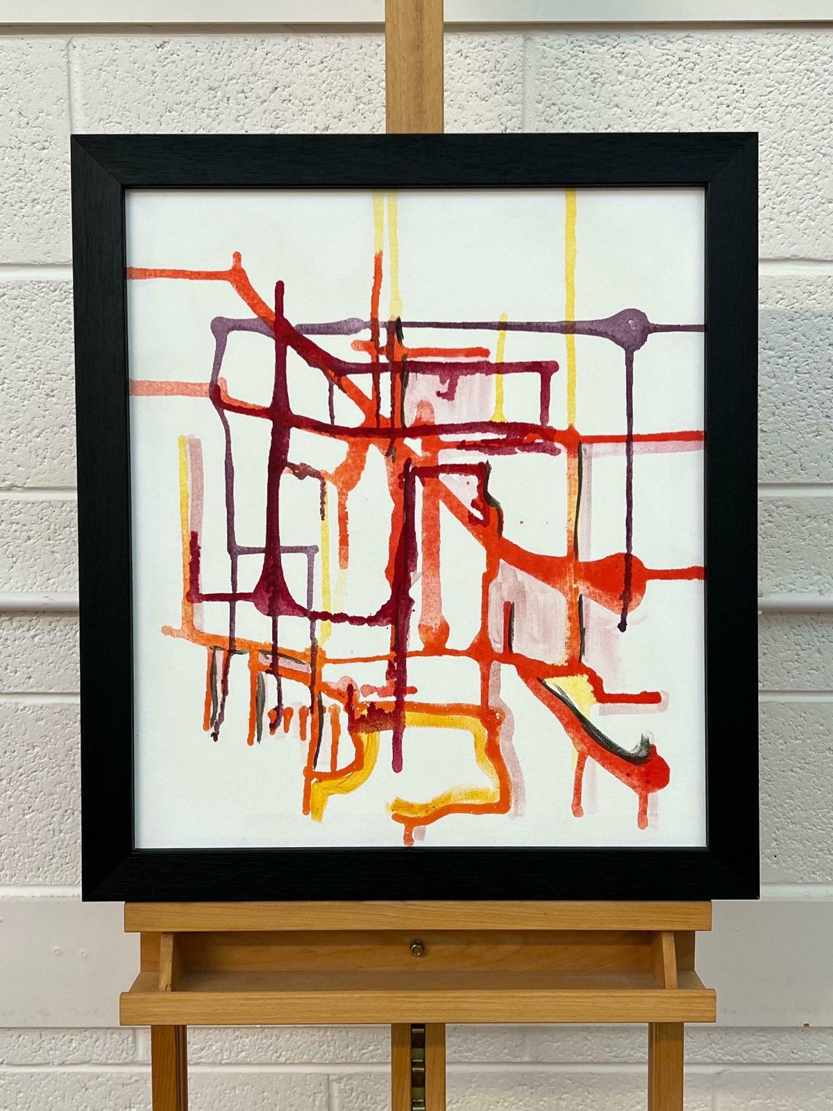 Angela Wakefield Early Abstract Art Purple Orange & Yellow On White Background By British Artist 2004 photo vintage