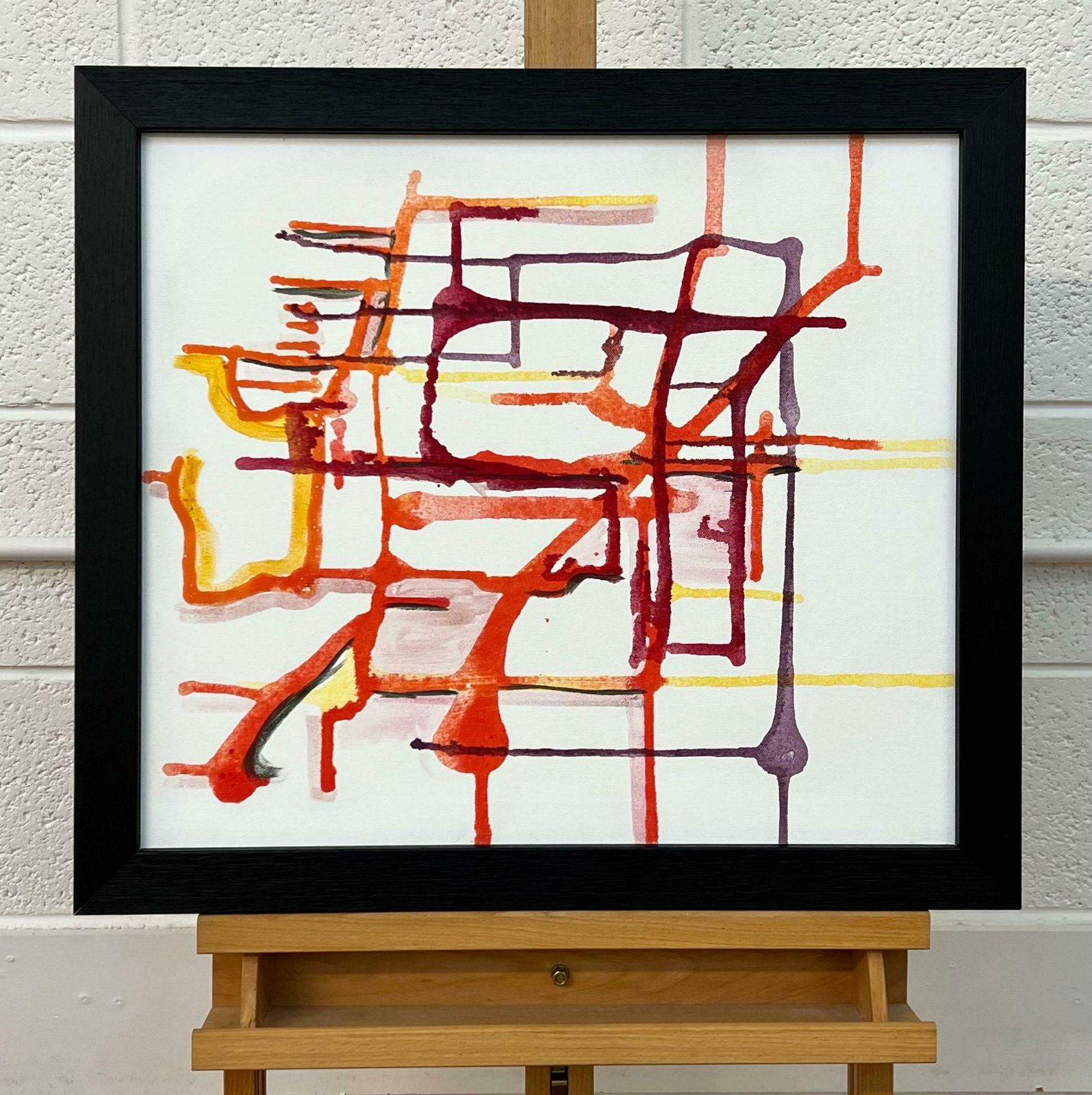 photo for sale Angela Wakefield Early Abstract Art Purple Orange & Yellow On White Background By British Artist 2004
