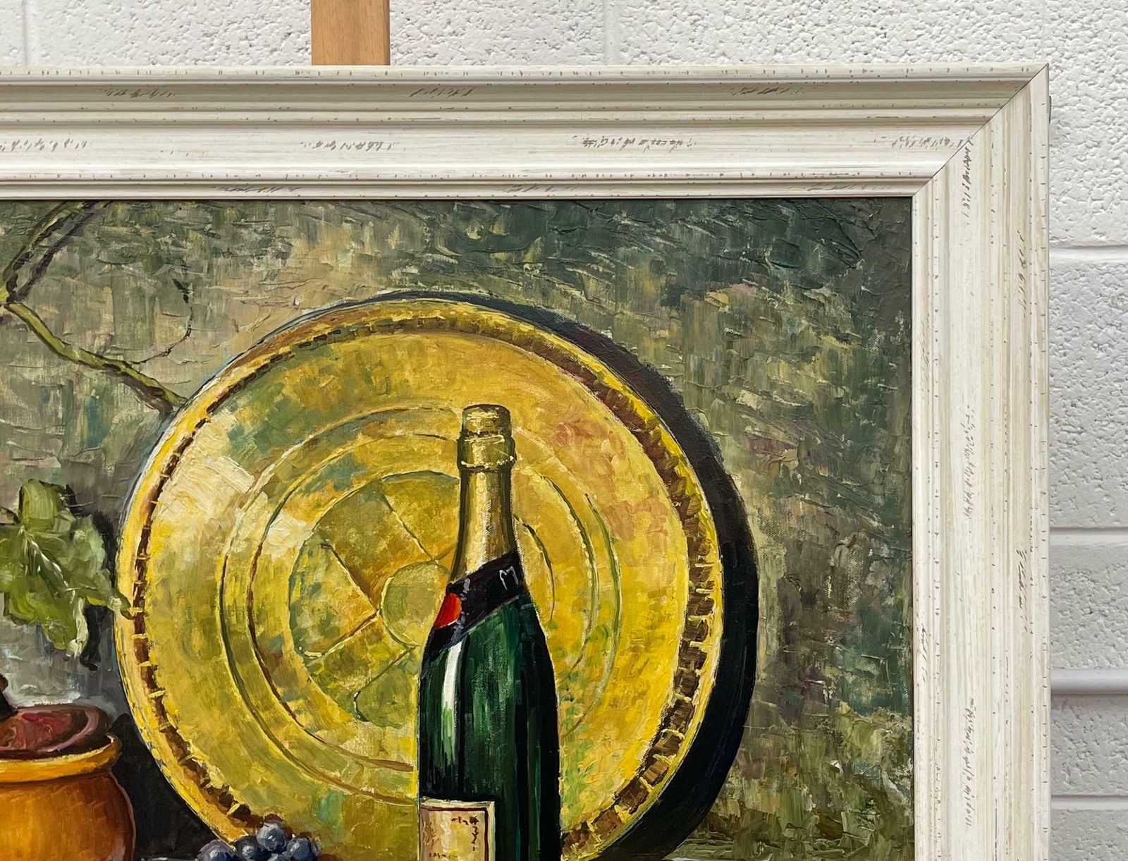 Art William Henry Burns Champagne Bottle With Grapes Still Life Oil Painting By 20th Century Artist  1985 Circa photo