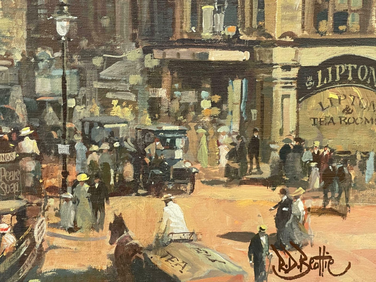6950.0 Robert D Beattie Oil Painting Of High Holborn London In 1910 By Modern Impressionist Irish Artist  1950 Circa photo