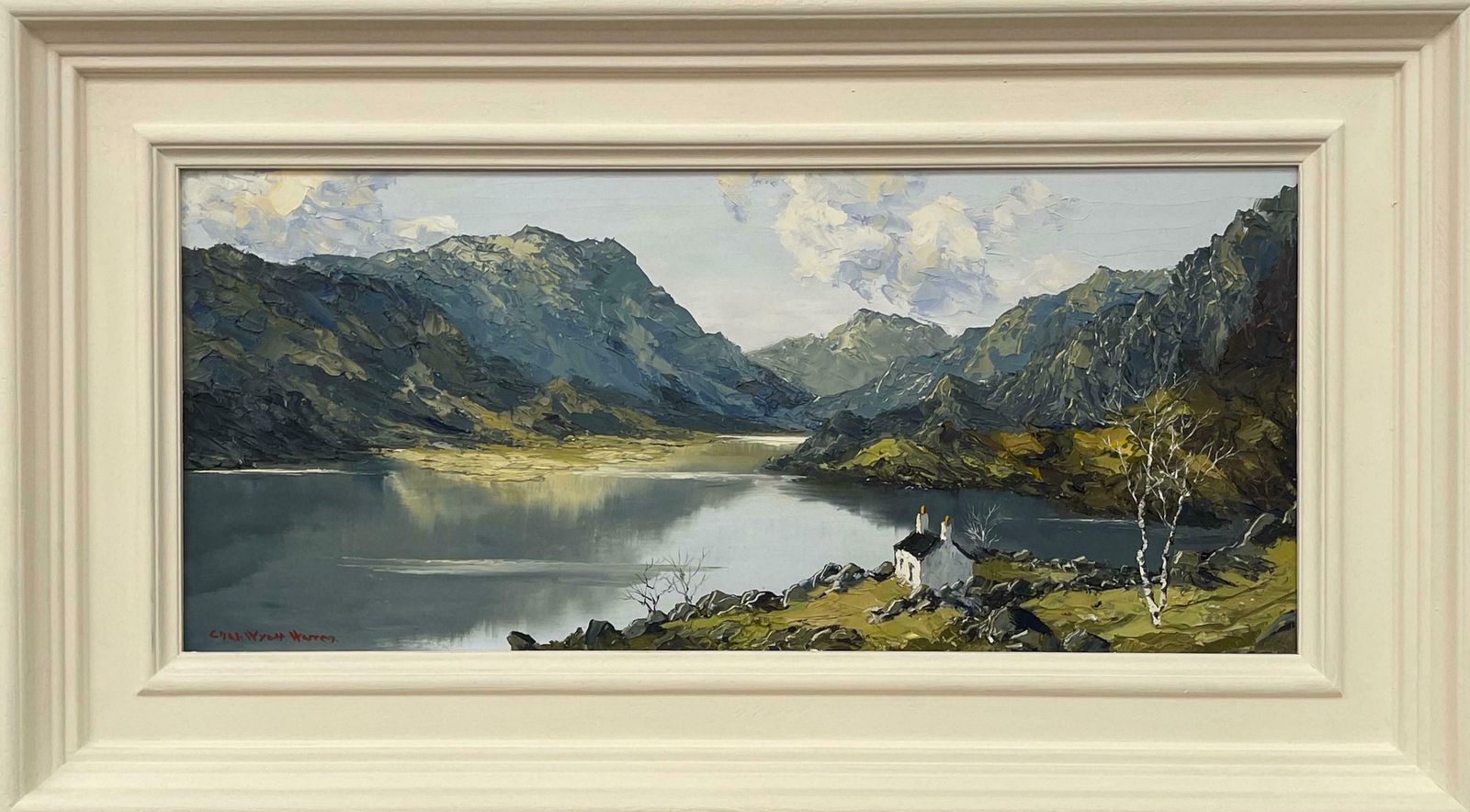 Charles Wyatt Warren Vintage Impasto Oil Painting Of River Mountain Scene In Wales By British Artist  Mid 20th Century