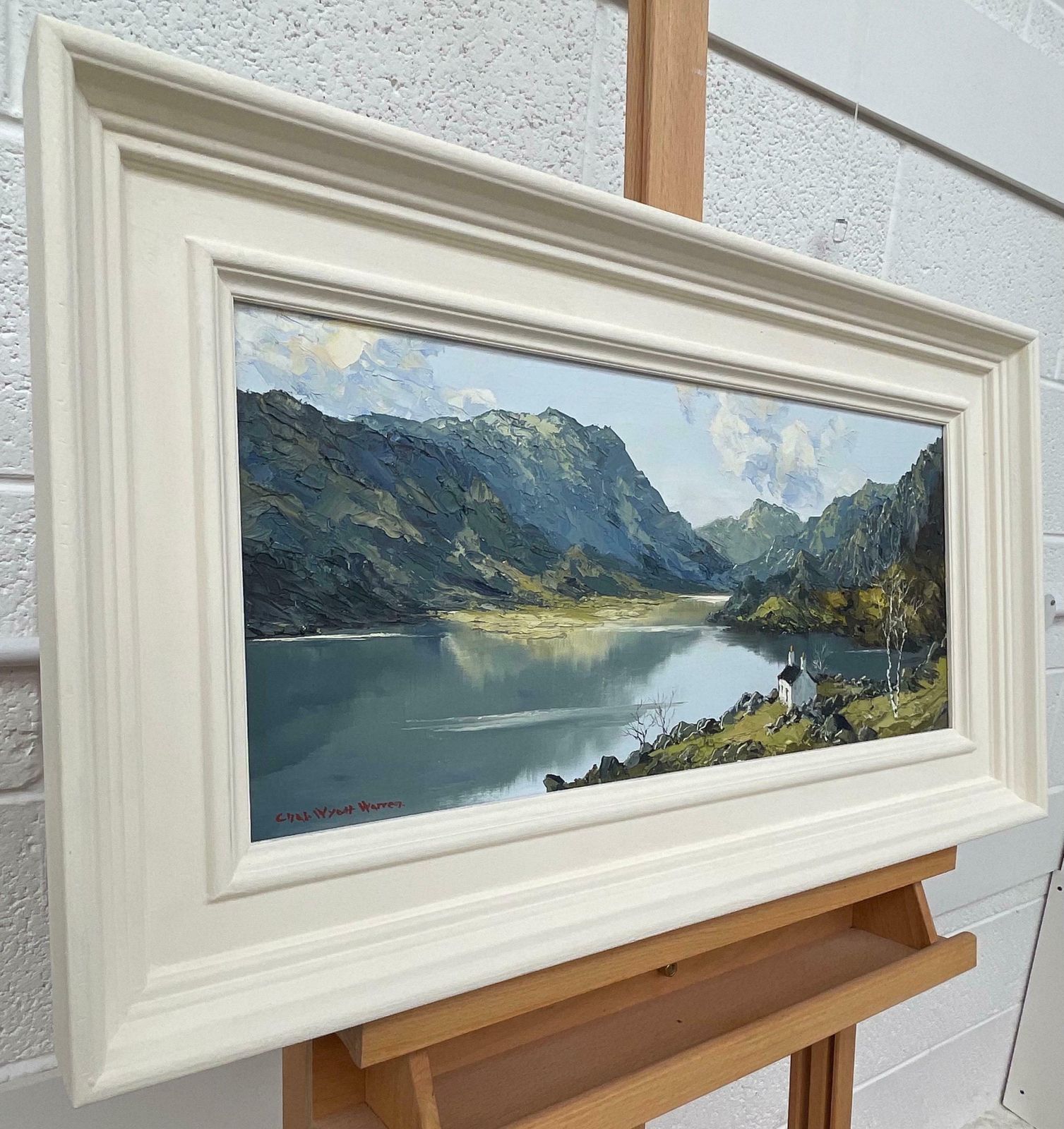 Charles Wyatt Warren Vintage Impasto Oil Painting Of River Mountain Scene In Wales By British Artist  Mid 20th Century photo furniture