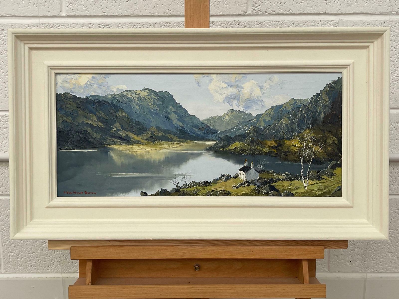photo for sale Charles Wyatt Warren Vintage Impasto Oil Painting Of River Mountain Scene In Wales By British Artist  Mid 20th Century