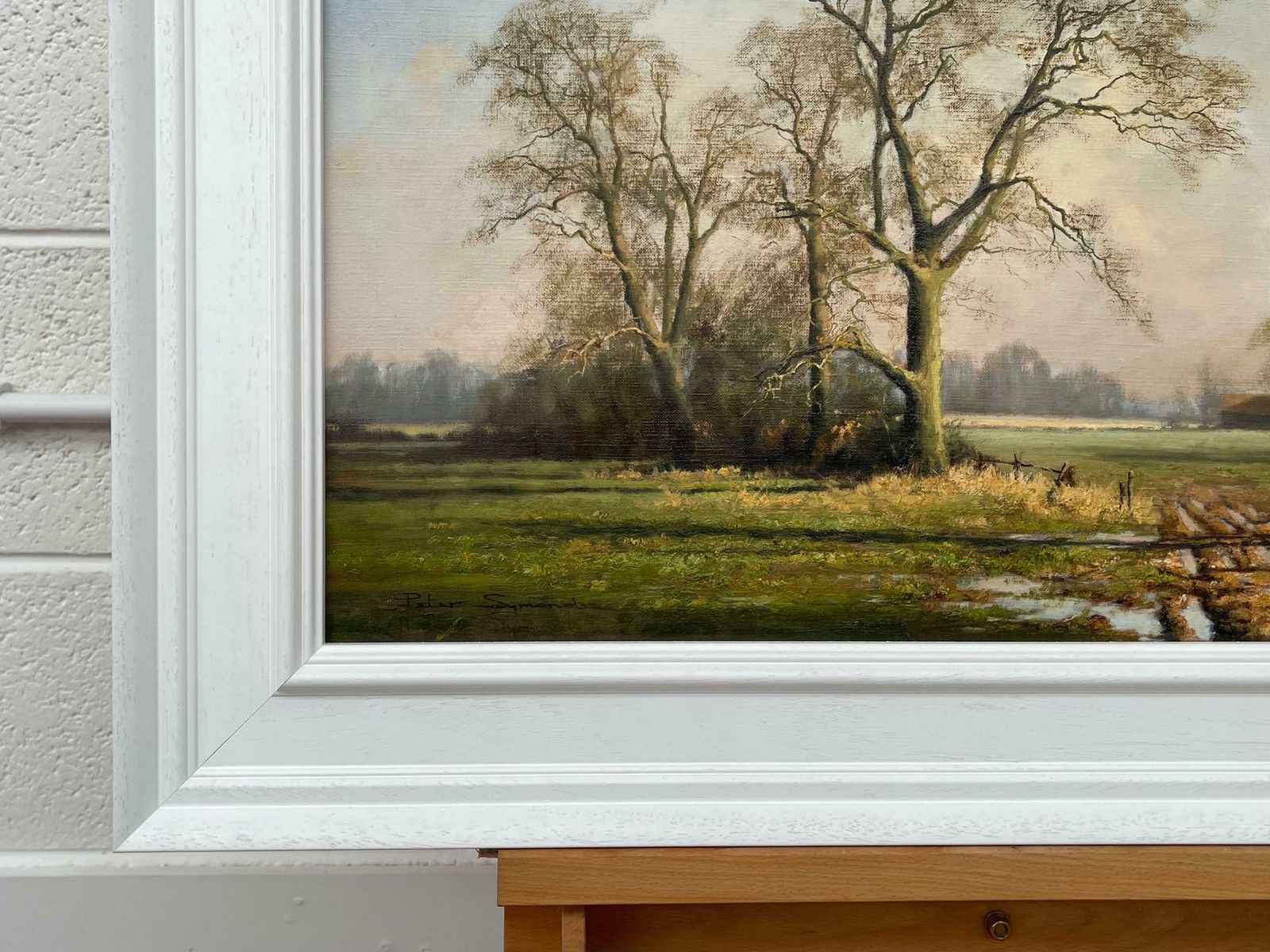 photo furniture Peter Symonds Oil Painting Of Rural Winter Scene With Oak Trees In England By British Artist  1995 Circa