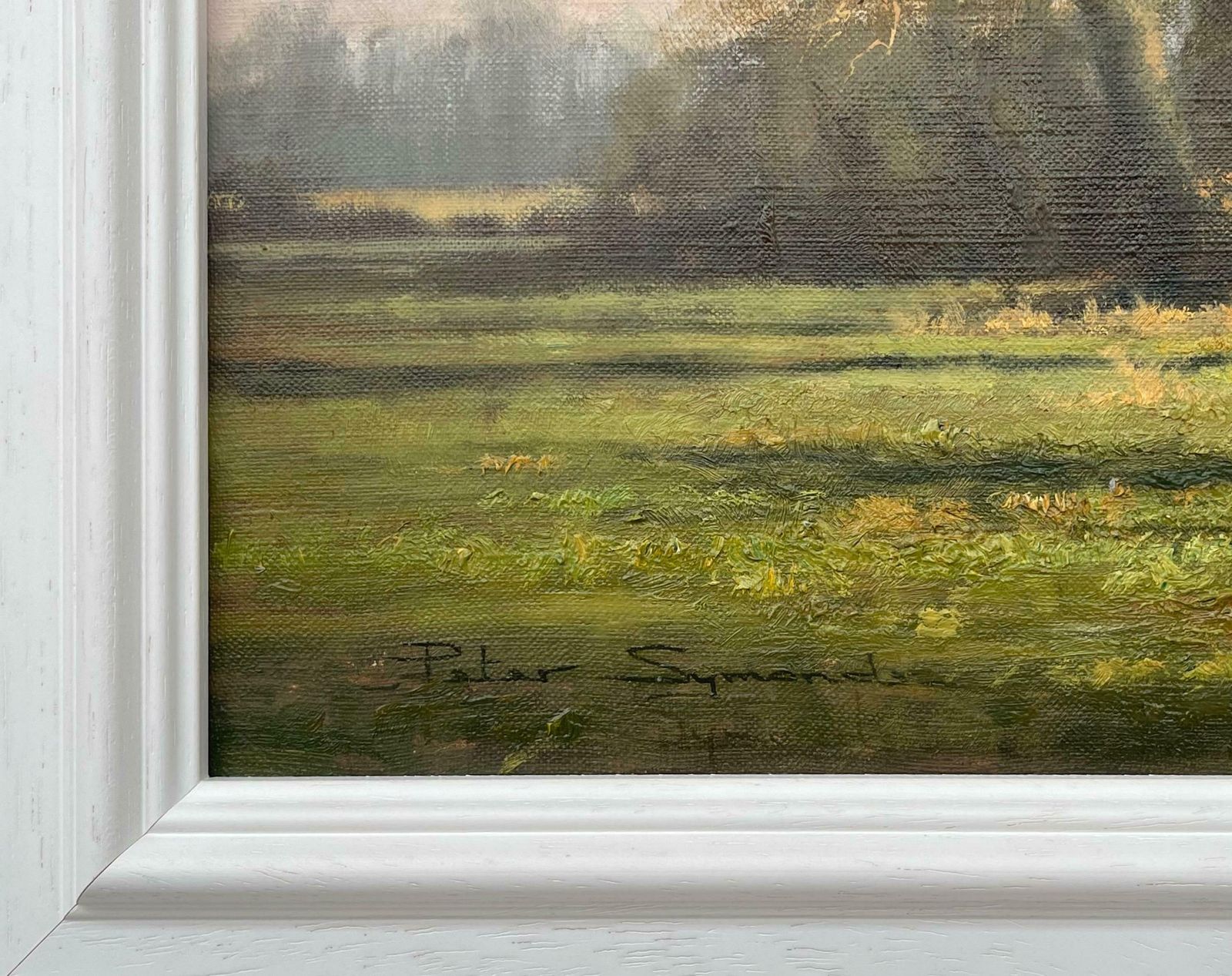 photo for sale Peter Symonds Oil Painting Of Rural Winter Scene With Oak Trees In England By British Artist  1995 Circa