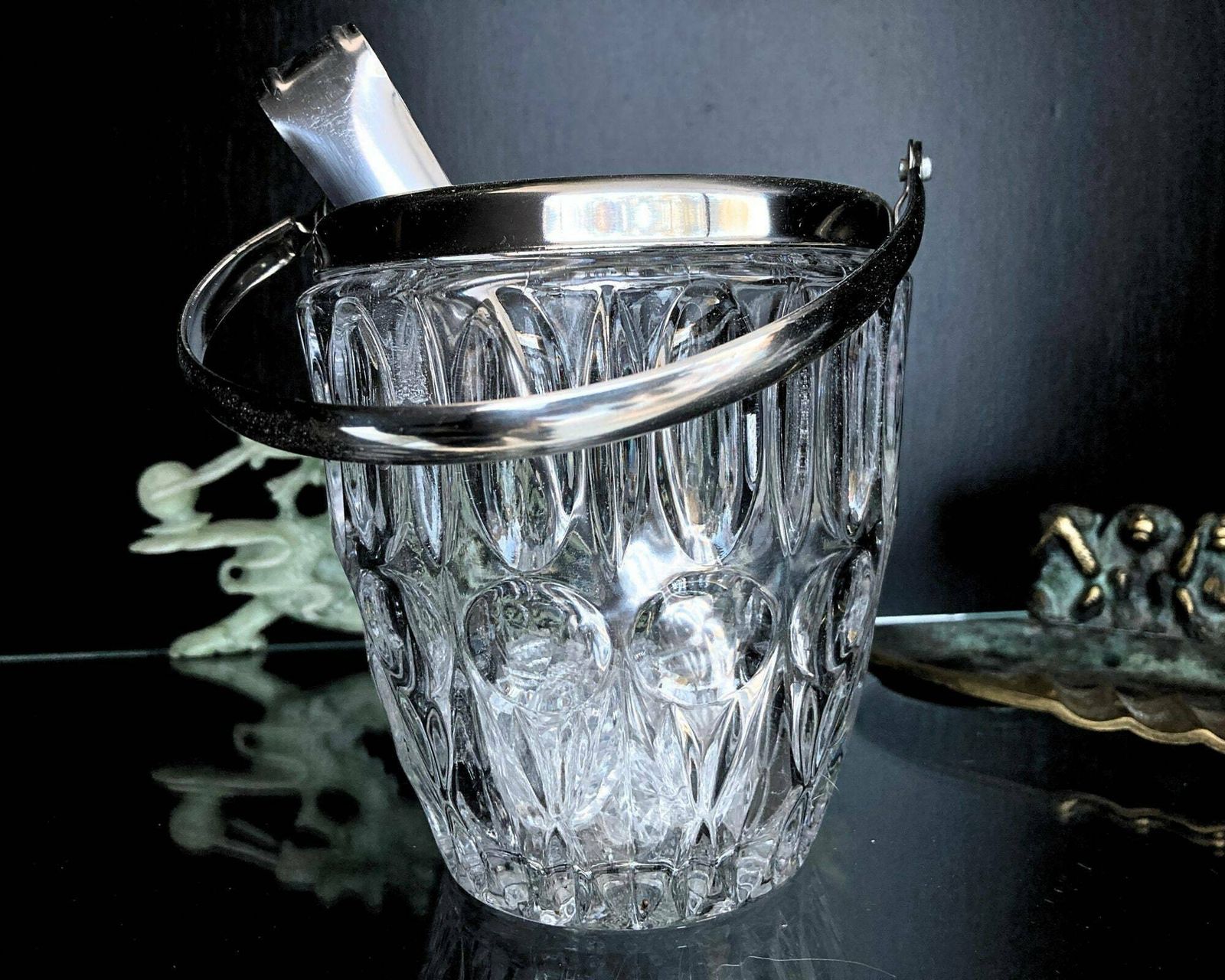 Ice Bucket With Ice Tong | 1 Holder And 1 Grabber | French Ca 1960s