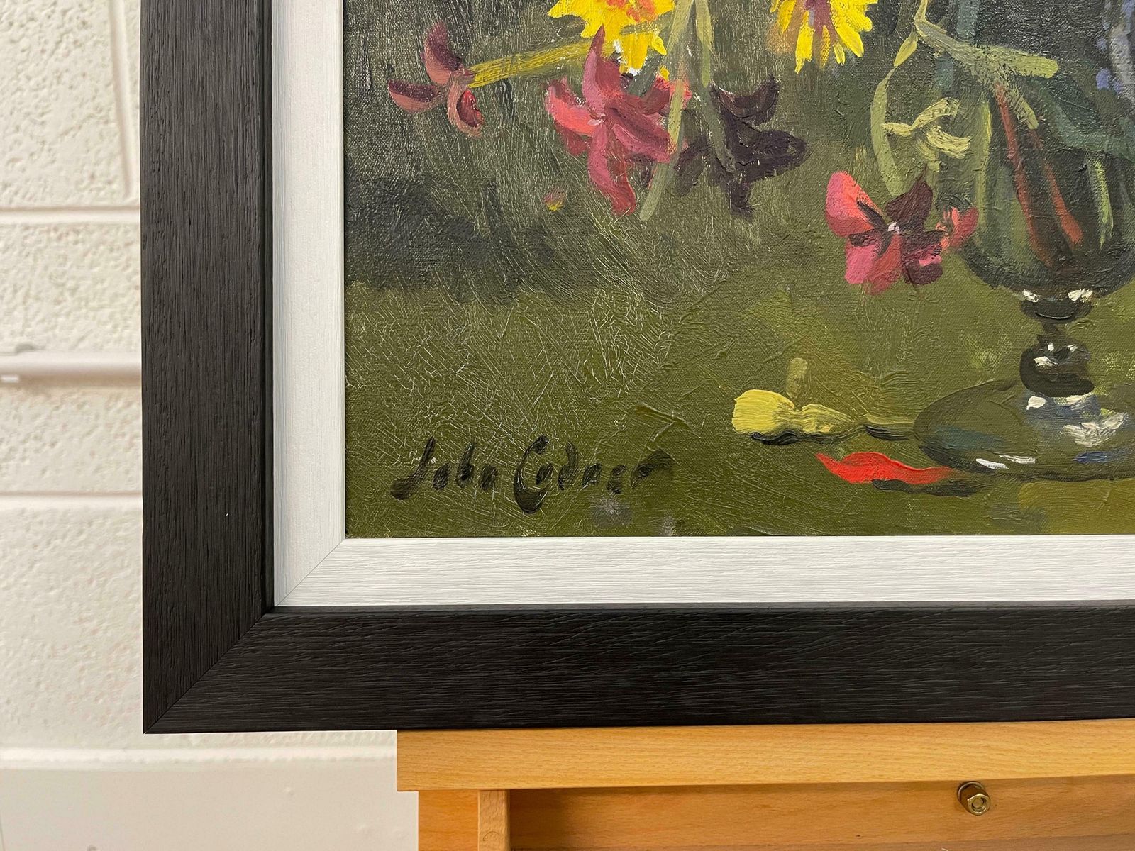 photo vinterior John Whitlock Codner Rwa Still Life Oil Painting Of Flowers In Glass Vase By 20th Century British Artist  1977