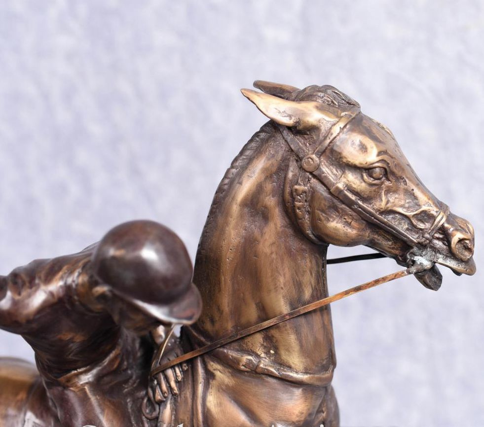 Bronze Polo Player Horse Jockey Statue Casting photo furniture