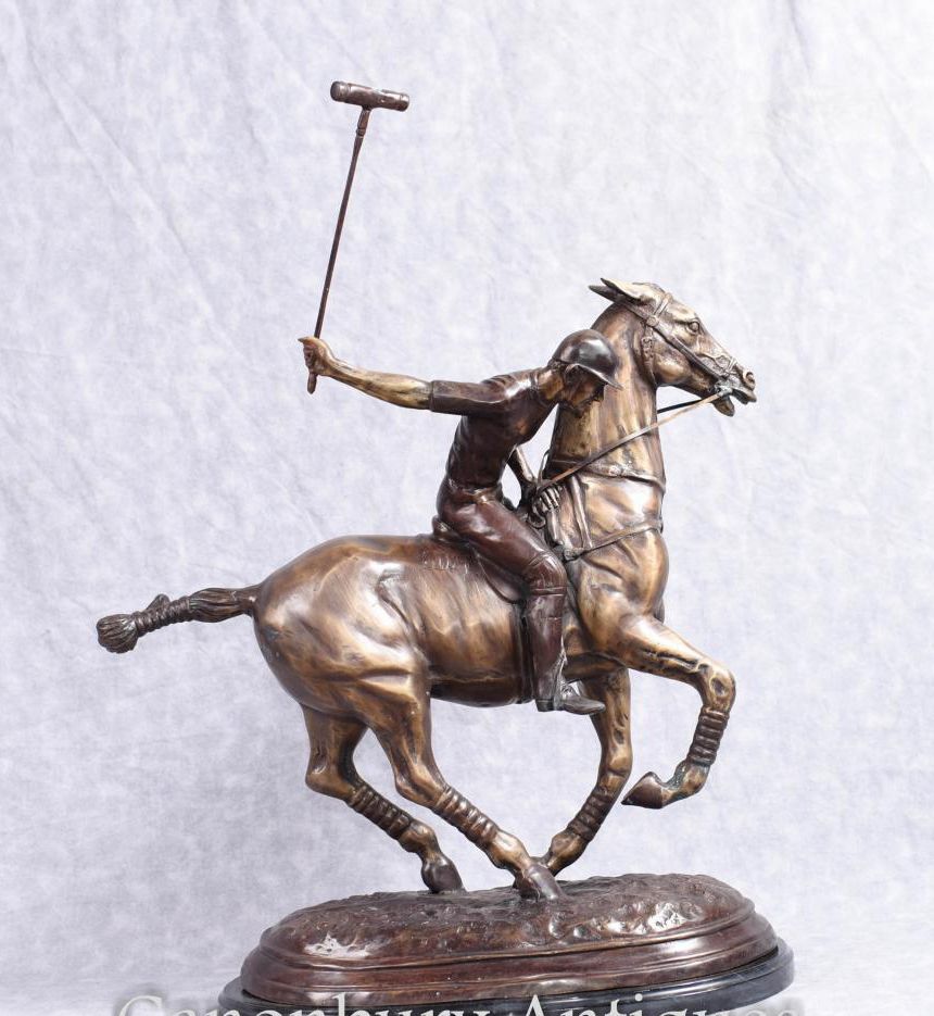 Bronze Polo Player Horse Jockey Statue Casting photo 1170.0