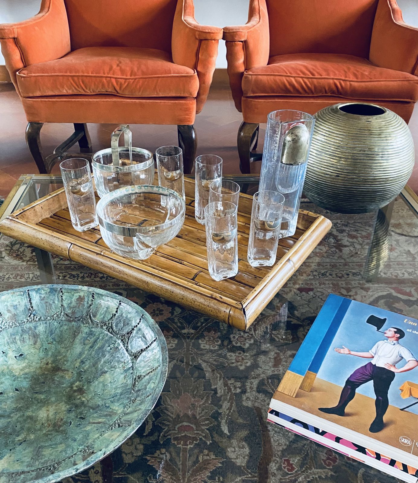 Hollywood Regency Silver Cocktail Set, Taddei Sestini, Kristal Krisla Italy 1970s photo Home Decor