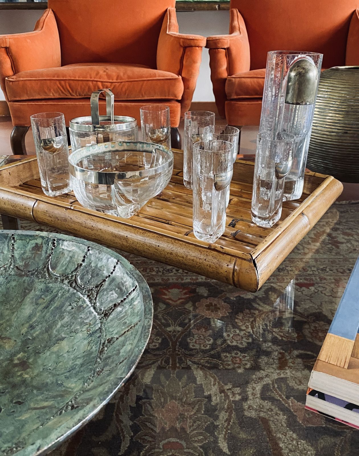 photo vinterior Hollywood Regency Silver Cocktail Set, Taddei Sestini, Kristal Krisla Italy 1970s