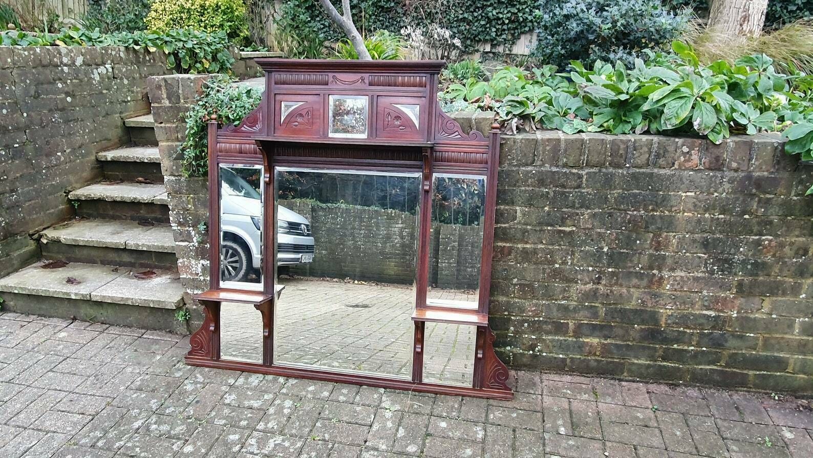 Huge Victorian Mahogany Over Mantel Mantle Mirror Fireplace 125 X 136 Cm 8 Different Mirrors
