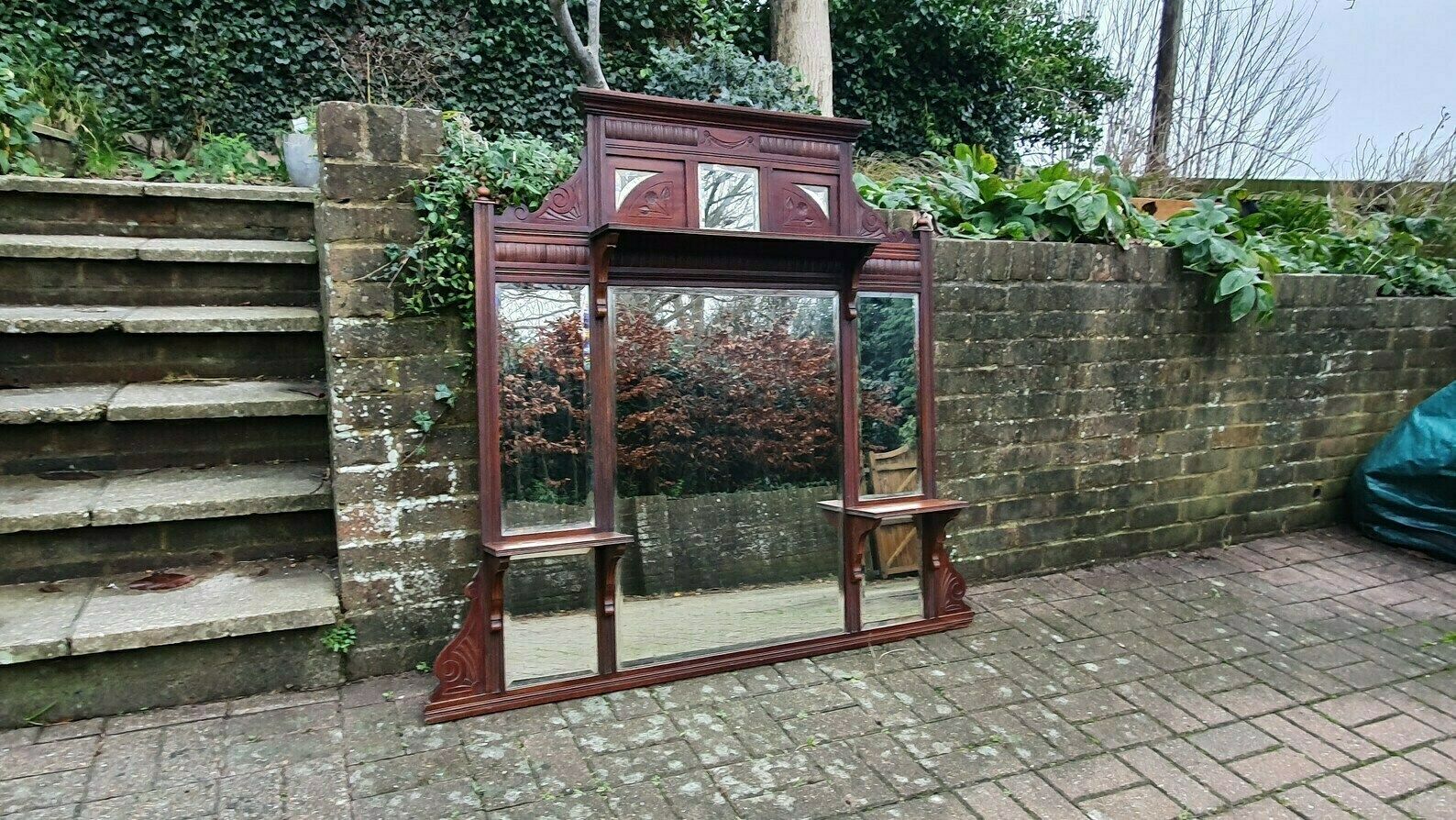 Huge Victorian Mahogany Over Mantel Mantle Mirror Fireplace 125 X 136 Cm 8 Different Mirrors photo for sale