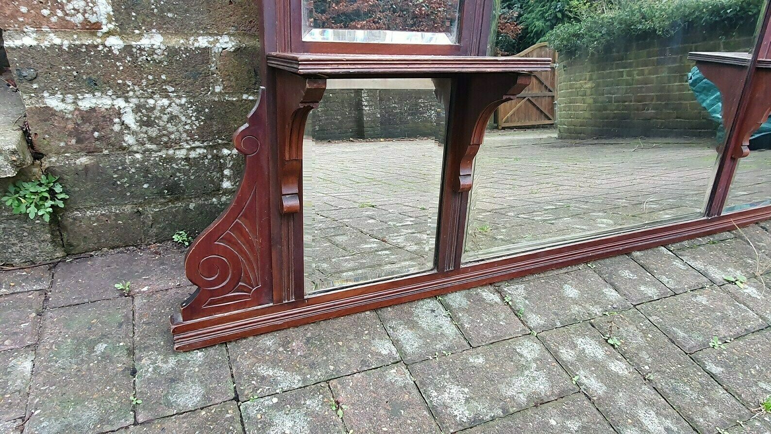 Huge Victorian Mahogany Over Mantel Mantle Mirror Fireplace 125 X 136 Cm 8 Different Mirrors photo vintage