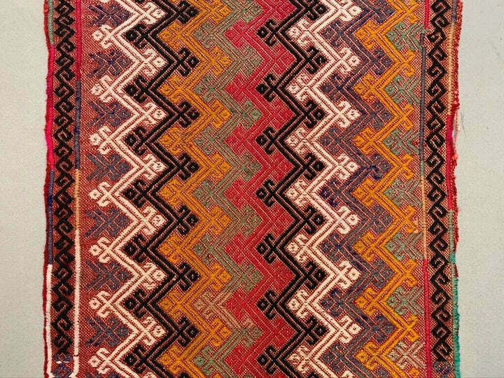 Vintage Turkish Mini Kilim 91x47 Cm Wool Small Kelim Runner, Shabby Chic photo Textiles