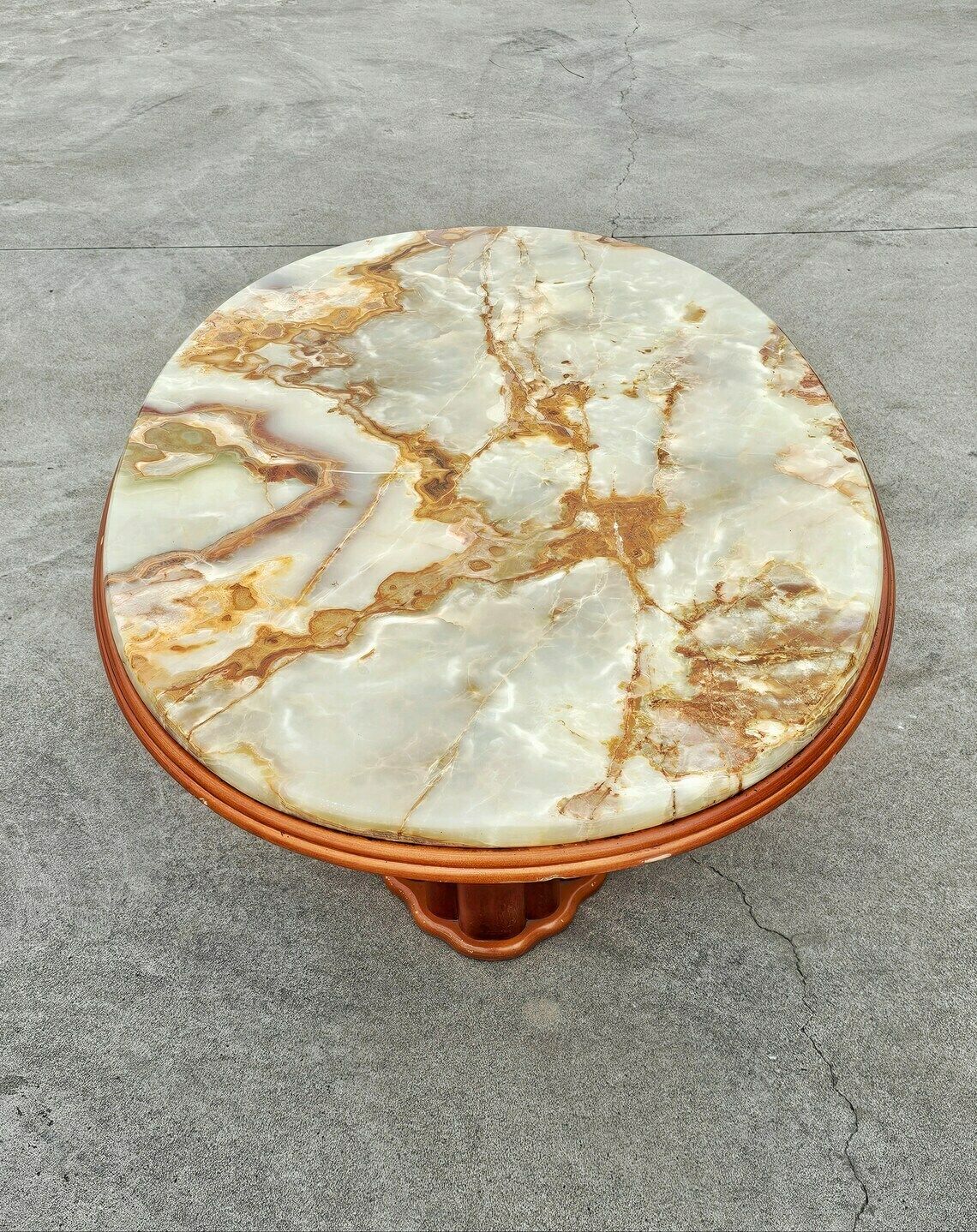 Art Deco Inspired Coffee Table With Onyx Marble Top By Hohnert Design // Made In West Germany In 1970s photo Furniture