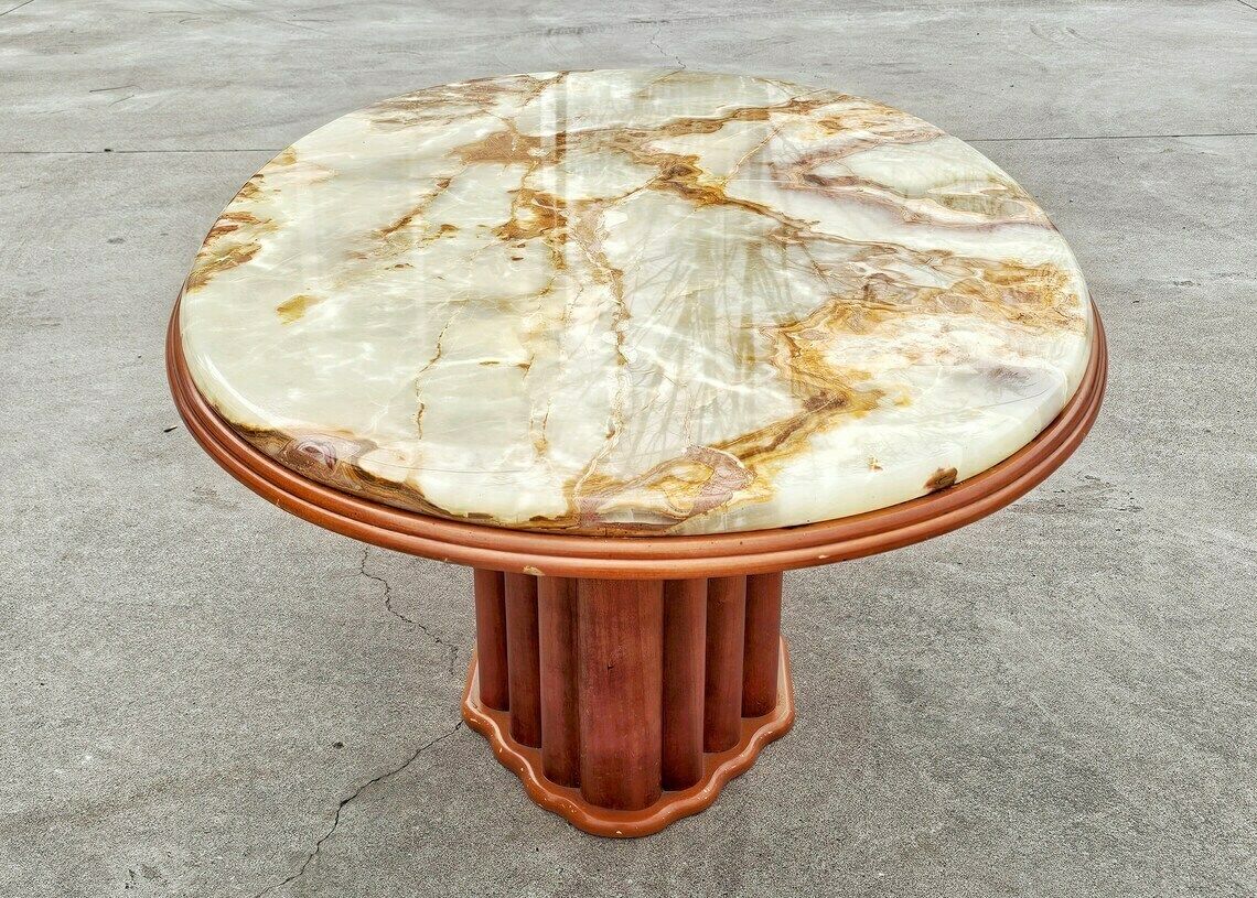 Art Deco Inspired Coffee Table With Onyx Marble Top By Hohnert Design // Made In West Germany In 1970s photo 2950.0