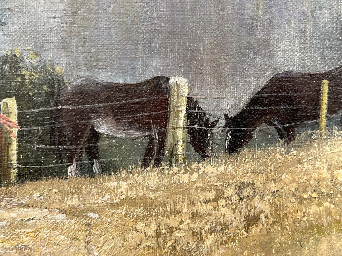 Art Dennis Harper Horses Feeding In A Field In The English Countryside 1995 photo