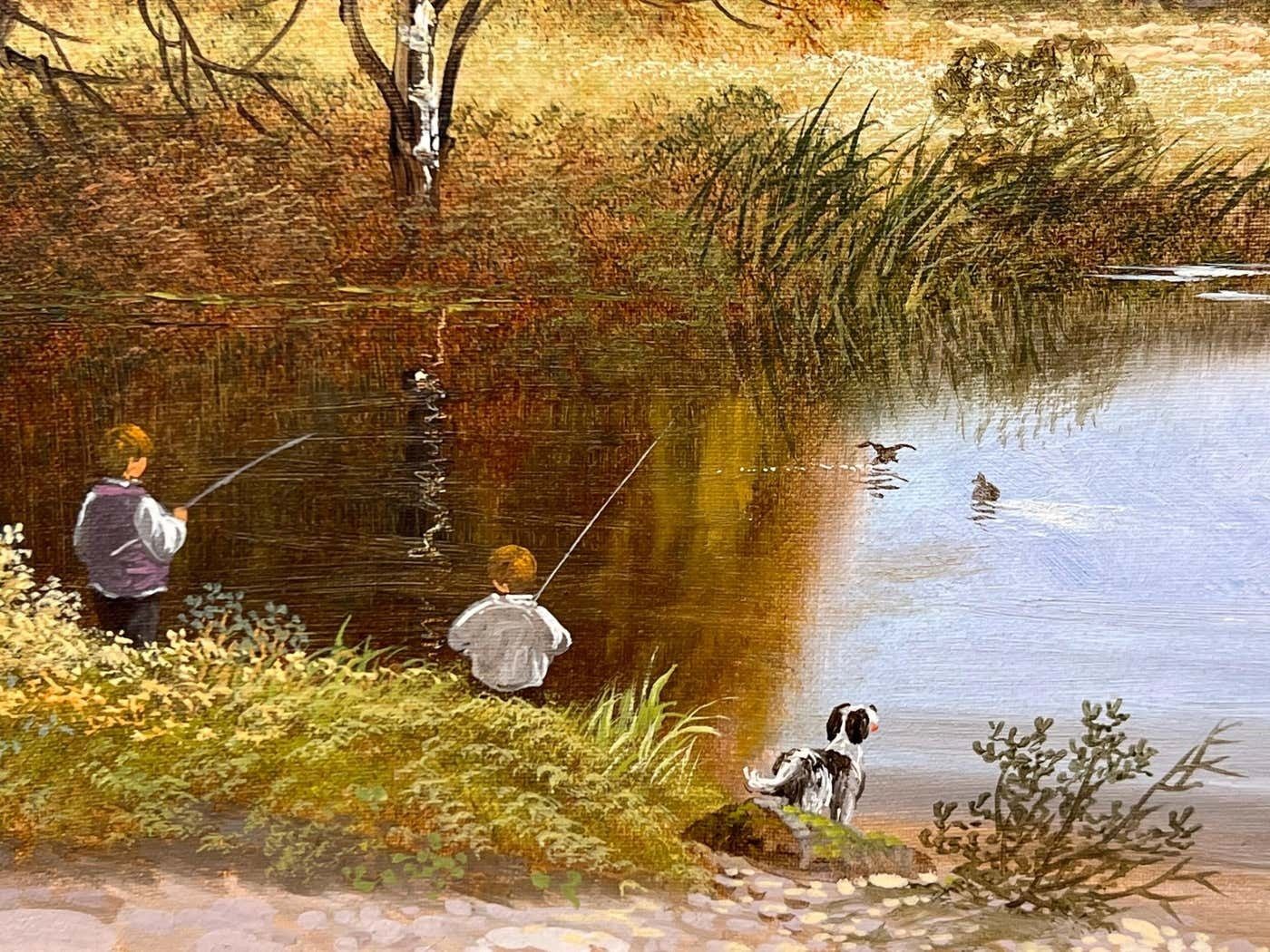 photo for sale Andrew Grant Kurtis Mountain Lake Oil Painting Of A Loch In The Scottish Highlands By British Artist 1980 Circa