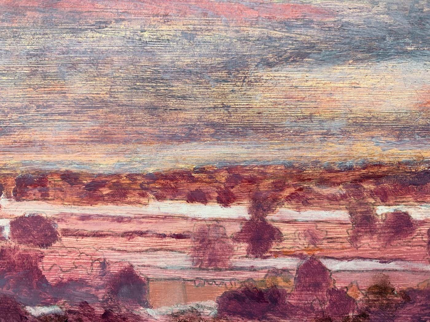 Gabrielle Cravenwinter Trees Landscape On A Misty Morning With Pinks & Purples By British Artist 2000 Circa photo buy