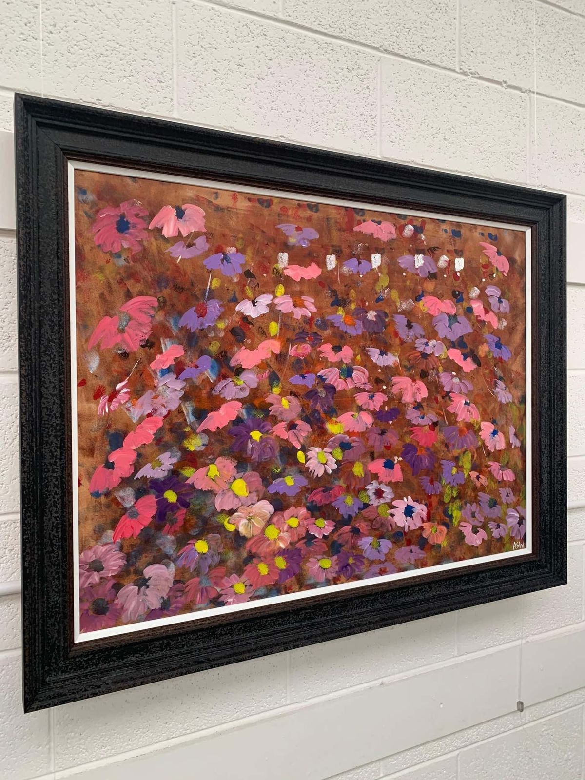 Angela Wakefield Abstract Pink & Purple Flowers Interior Design By British Contemporary Artist 2001 photo for sale
