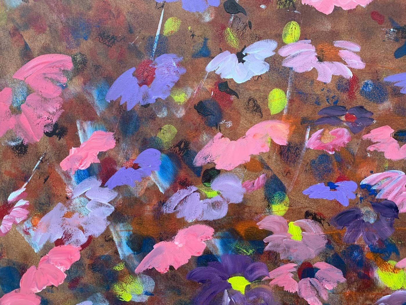 Angela Wakefield Abstract Pink & Purple Flowers Interior Design By British Contemporary Artist 2001 photo vinterior