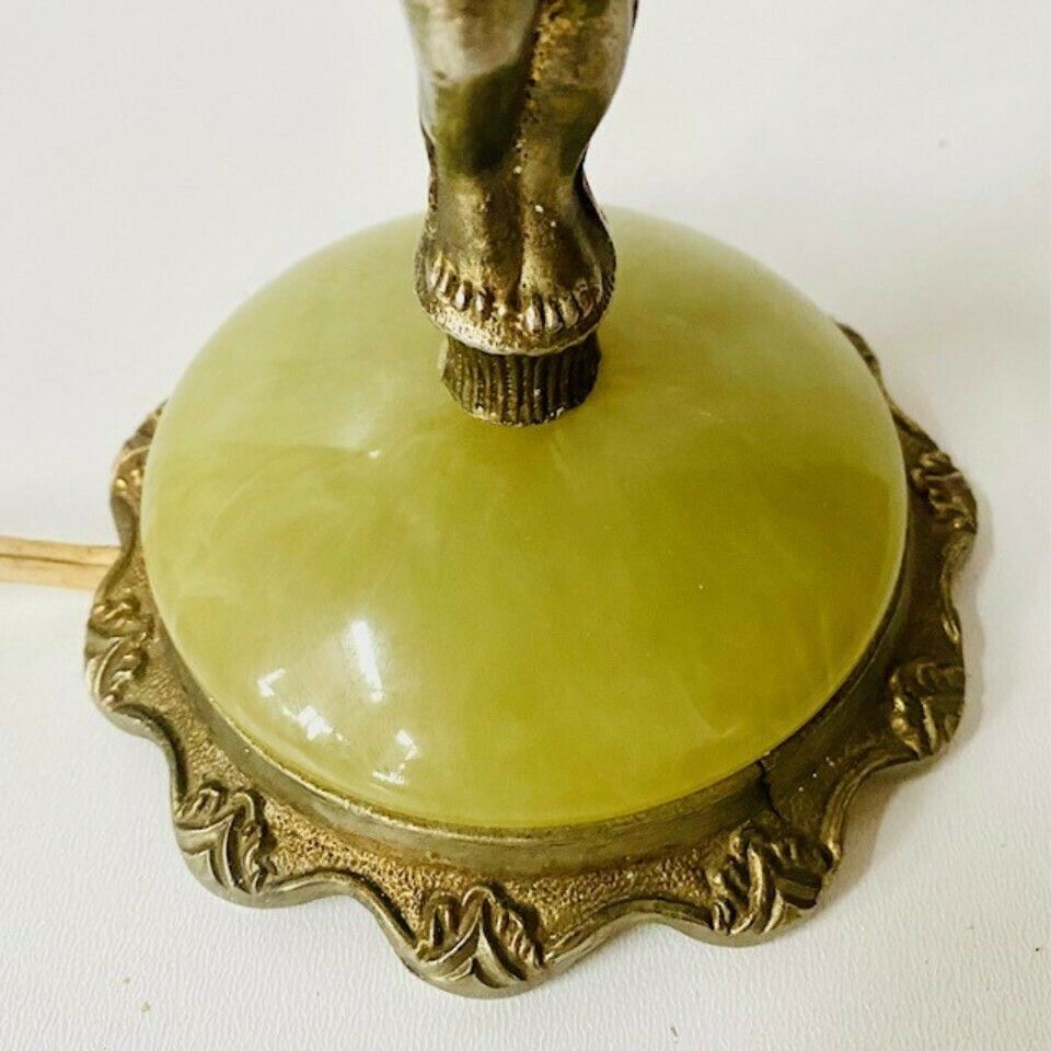 Barokke Putti Lampvoet Marmer Groen Vintage photo furniture