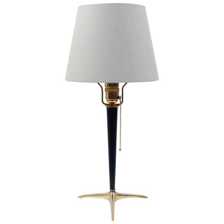 Mid Century Brass And Metal Table Lamp In The Manner Of J.T. Kalmar